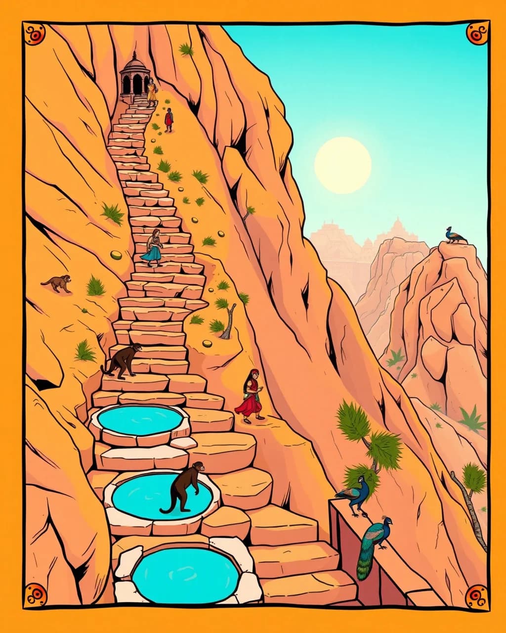Galtaji ki chadhai: kund, mandir aur bandar